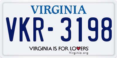 VA license plate VKR3198