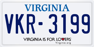 VA license plate VKR3199