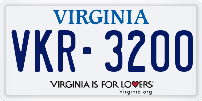 VA license plate VKR3200