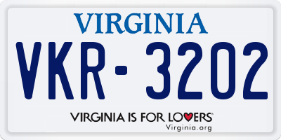 VA license plate VKR3202
