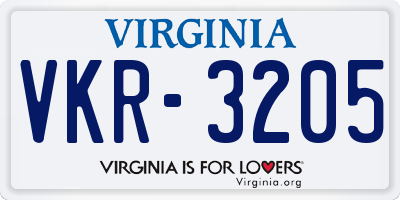 VA license plate VKR3205
