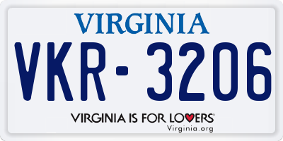 VA license plate VKR3206