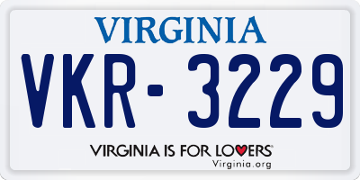 VA license plate VKR3229