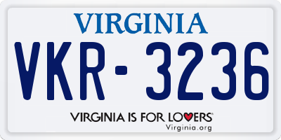 VA license plate VKR3236