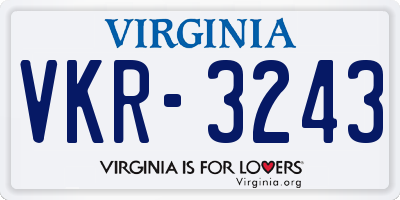 VA license plate VKR3243
