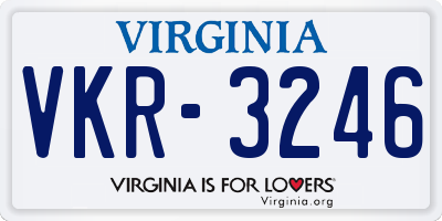 VA license plate VKR3246