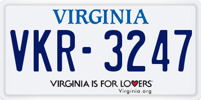 VA license plate VKR3247