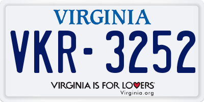 VA license plate VKR3252