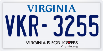 VA license plate VKR3255