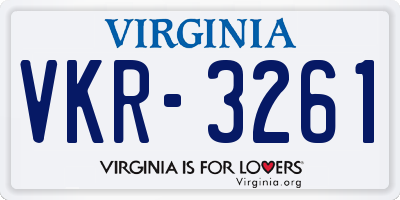 VA license plate VKR3261