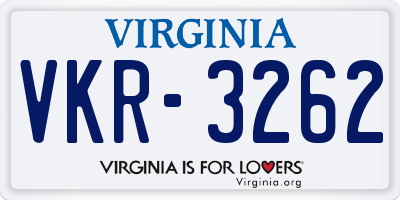 VA license plate VKR3262