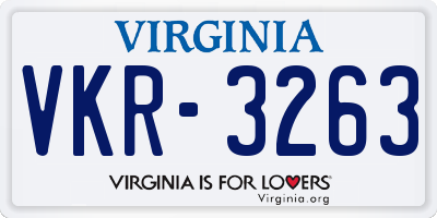 VA license plate VKR3263