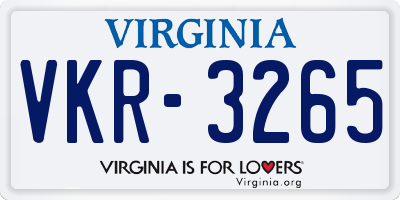 VA license plate VKR3265