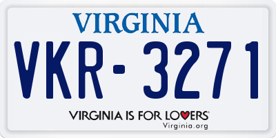 VA license plate VKR3271