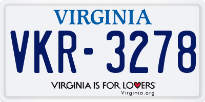 VA license plate VKR3278