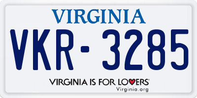 VA license plate VKR3285
