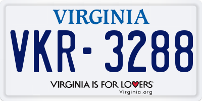 VA license plate VKR3288