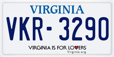 VA license plate VKR3290