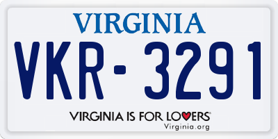 VA license plate VKR3291