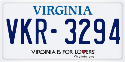 VA license plate VKR3294