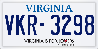 VA license plate VKR3298