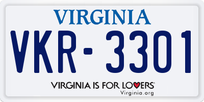 VA license plate VKR3301