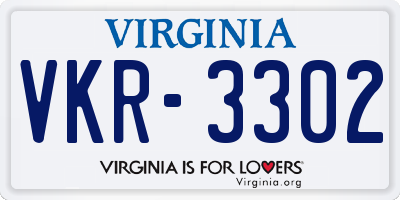 VA license plate VKR3302