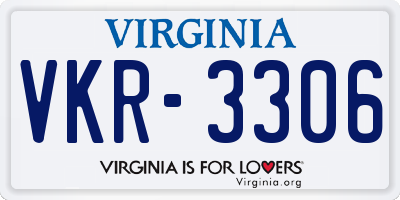 VA license plate VKR3306
