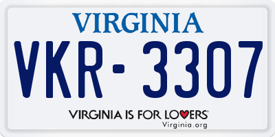 VA license plate VKR3307