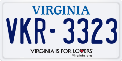 VA license plate VKR3323