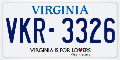 VA license plate VKR3326