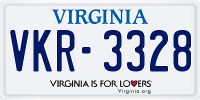 VA license plate VKR3328