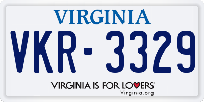 VA license plate VKR3329