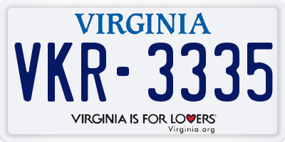 VA license plate VKR3335