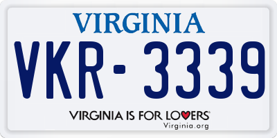 VA license plate VKR3339