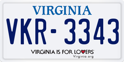 VA license plate VKR3343