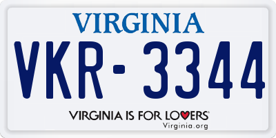 VA license plate VKR3344