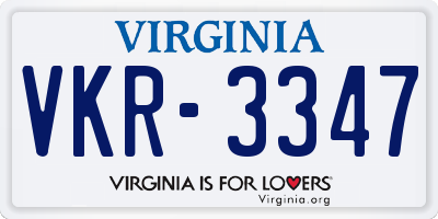 VA license plate VKR3347