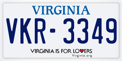 VA license plate VKR3349