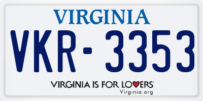 VA license plate VKR3353