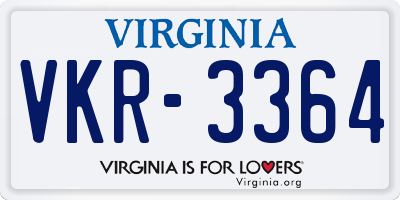 VA license plate VKR3364