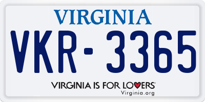 VA license plate VKR3365