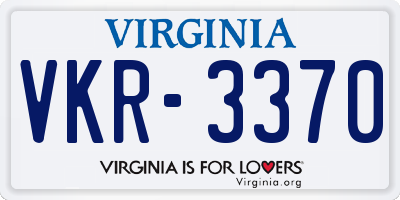 VA license plate VKR3370