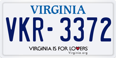 VA license plate VKR3372