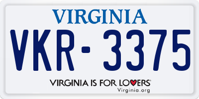 VA license plate VKR3375