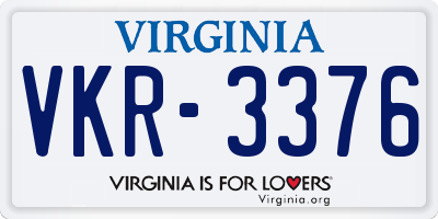 VA license plate VKR3376