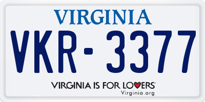 VA license plate VKR3377