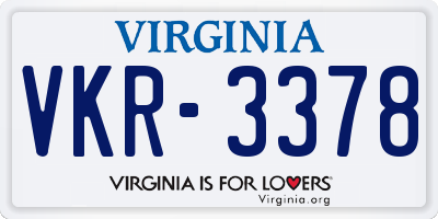 VA license plate VKR3378
