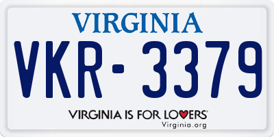 VA license plate VKR3379