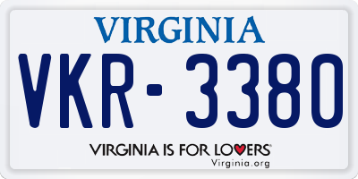 VA license plate VKR3380
